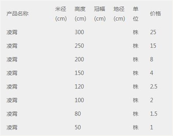 凌霄价格表