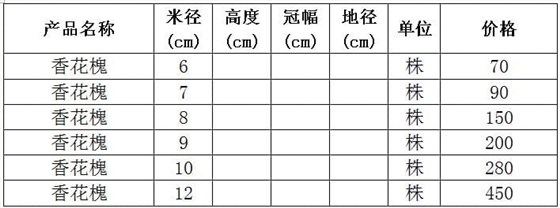 香花槐价格表