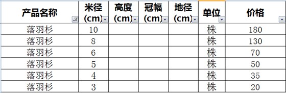 落羽杉价格