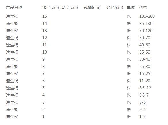 速生杨价格表