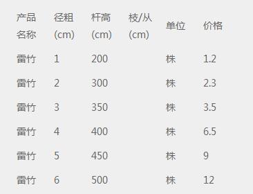 雷竹价格表