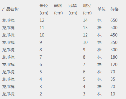 龙爪槐价格表