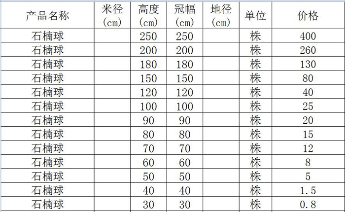 石楠球价格